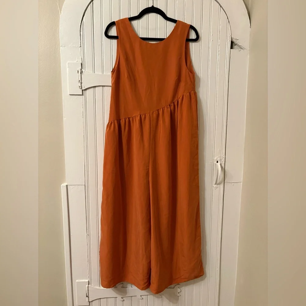 NWT ASOS Boho Minimalist Rust Orange Sleeveless Wide Leg Jumpsuit US 6 - Picture 8 of 8